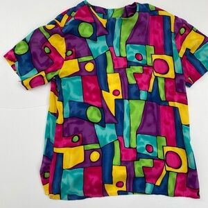 Vintage willow ridge abstract shirt sleeve blouse